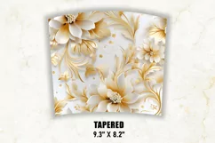 3D White and Gold Floral Tumbler Wrap | 3D Floral Tumbler Product Image 4