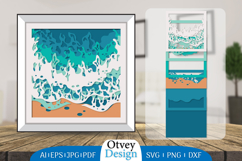 Sea Wave 3D Shadowbox Layered Papercut Product Image 1
