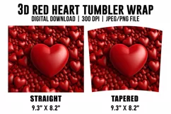 3d Red Heart Tumbler Wrap | 3d heart tumbler | 3d heart Wrap Product Image 4
