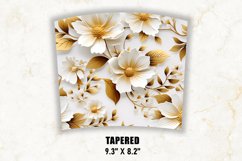 3D White and Gold Floral Tumbler Wrap | 3D Floral Tumbler Product Image 4