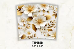 3D White and Gold Floral Tumbler Wrap | 3D Floral Tumbler Product Image 4