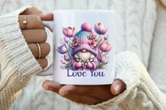 Love you Gnome, Mother's Day floral tulip gnome sublimation Product Image 4