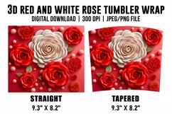 3d Red Rose Tumbler Sublimation | 3d Rose Tumbler Wrap Product Image 4
