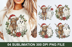 Christmas Cow Sublimation - Christmas PNG Design Product Image 1