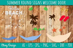 Summer Welcome Door Hangers SVG | Summer Round Signs SVG Product Image 4