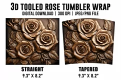 Tooled Rose Tumbler Wrap | 3d Golden Rose Tumbler | 3d Rose Product Image 4