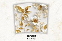 3D White and Gold Floral Tumbler Wrap | 3D Floral Tumbler Product Image 4