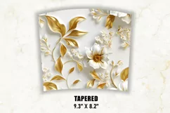 3D White and Gold Floral Tumbler Wrap | 3D Floral Tumbler Product Image 4