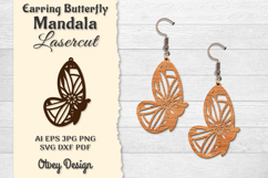 Earring Butterfly Mandala Lasercut Product Image 1