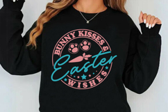 Bunny Kisses &amp; Easter Wishes Quote | Easter T-Shirt Design Product Image 4