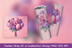 Valentines Balloon Tumbler Wrap Sublimation Design Product Image 1