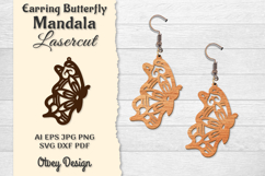 Earring Butterfly Mandala Lasercut Product Image 1