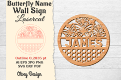 Butterfly Name Wall Art Sign Product Image 1