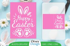 Happy Easter Greeting Card SVG, Easter SVG Papercut Template Product Image 1