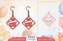 Earrings Valentine Lasercut, Earring Birthday Lasercut Product Image 1