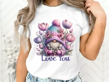 Love you Gnome, Mother's Day floral tulip gnome sublimation Product Image 2