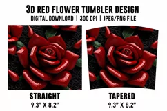 3d Red Rose Flower Tumbler Design, 3D Flowers Tumbler Wrap Product Image 3