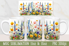 Wildflowers Meadow Mug Wrap | Sublimation PNG Product Image 1