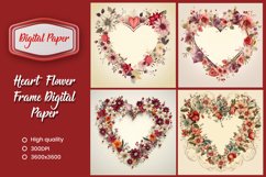 Heart flower frame digital paper Product Image 1