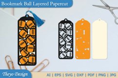Rugby Ball Bookmark Papercut Svg | Bookmark Laser Cut File Product Image 1