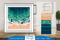 Sea Wave 3D Shadowbox Layered Papercut Product Image 1