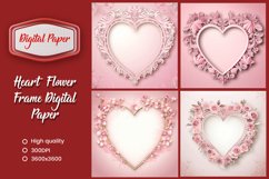 Heart flower frame digital paper Product Image 1