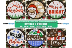 Merry Christmas Round Sign Door Hanger Lasercut BUNDLES Product Image 1