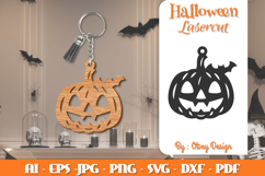 Halloween Keychain Lasercut | Halloween Jewelry Template Product Image 1