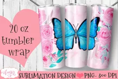Blue butterfly Tumbler wrap PNG for Sublimation Product Image 2
