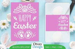 Happy Easter Greeting Card SVG, Easter SVG Papercut Template Product Image 1