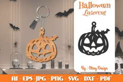 Halloween Keychain Lasercut | Halloween Jewelry Template Product Image 8