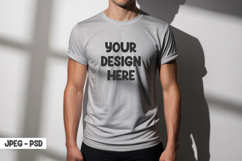 Light Grey T-Shirt PSD Mockup Front Product Image 1