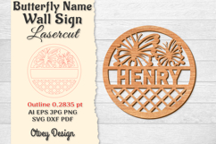 Butterfly Name Wall Art Sign Product Image 1