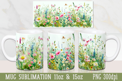 Wildflowers Meadow Mug Wrap | Sublimation PNG Product Image 1