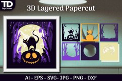 Halloween Scene 3D ShadowBox Layered Papercut SVG Product Image 1