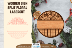 Wooden Sign Split Floral Lasercut Product Image 1