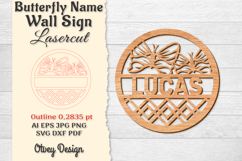 Butterfly Name Wall Art Sign Product Image 1