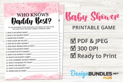 Who Knows Daddy Best, Baby Girl Shower Game, Printable Game Product Image 1