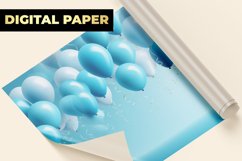 Blue Ballons Digital Paper Product Image 1