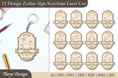 12 Zodiac Keychain LaserCut | Astrology Design | Zodiac Sign Product Image 1