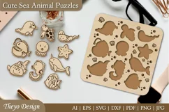 Children Sea Animal Puzzle Laser Cut SVG | Kid's Puzzle Svg Product Image 1