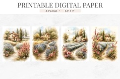 Watercolor Provencal Lavender Field Junk Journal Pages Product Image 2