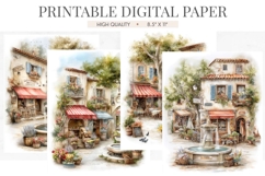 Watercolor French Market Square Junk Journal Pages Product Image 1