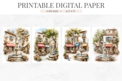 Watercolor French Market Square Junk Journal Pages Product Image 2