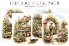 Watercolor Summer Kitchen Garden Junk Journal Pages Product Image 1