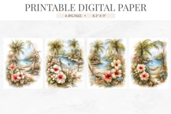 Watercolor Tropical Garden Paradise Junk Journal Pages Product Image 2