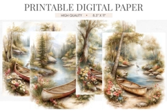 Watercolor Summer River Valley Junk Journal Pages Product Image 1