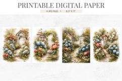 Watercolor Hydrangea Garden Path Product Image 2