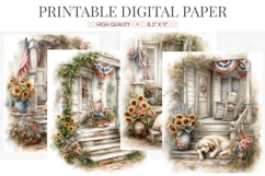 Watercolor Farmhouse Porch Sunflowers Junk Journal Pages Product Image 1