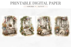 Watercolor Farmhouse Porch Sunflowers Junk Journal Pages Product Image 2